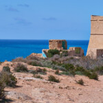 Ghajn Tuffieha Tower between Golden Bay and Riviera Martinique bays