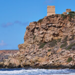 Ghajn Tuffieha Tower between Golden Bay and Riviera Martinique bays