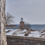 Avery Point Lighthouse in Winter