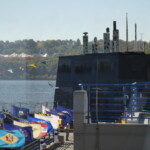 Nautilus submarine and flags