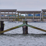 View of the Thames River towards Groton through the pier
