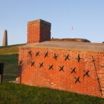 Fort Griswold Shot Furnace with the Monument